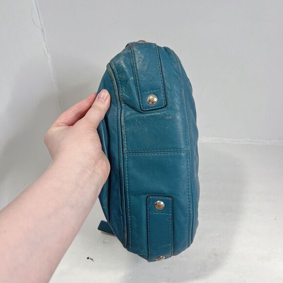 Vintage Coach Leather Hobo Bag Tosca Teal Blue Shoulder Bag Purse - Picture 6 of 13